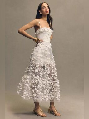 Helsi
Audrey Square-Neck Floral Appliqué Sheer Midi Dress Anthropologie BHLDN